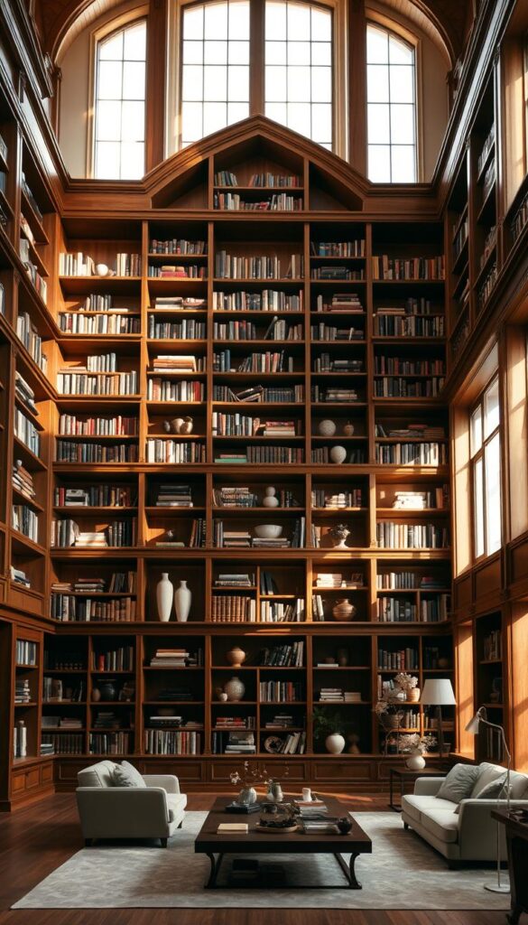 double-height bookcase design