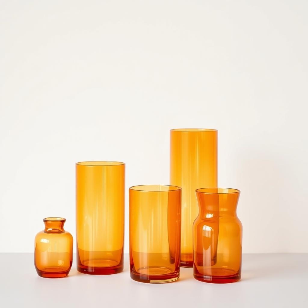 Amber glass candle holders and vases for fall tray styling